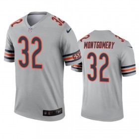 Camiseta Hombre NFL Chicago Bears David Montgomery 32 Silver Inverted Legend